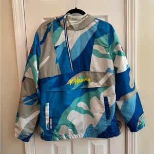 Members Only x Keith Haring Tokyo Pop Windbreaker Jacket Multicolor Camo Size M
